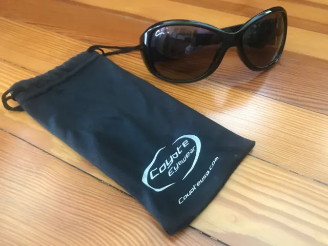 COYOTE +2.00 Womens Bi-Focal Reading Sunglasses Sport Wrap Black/Amber Brown