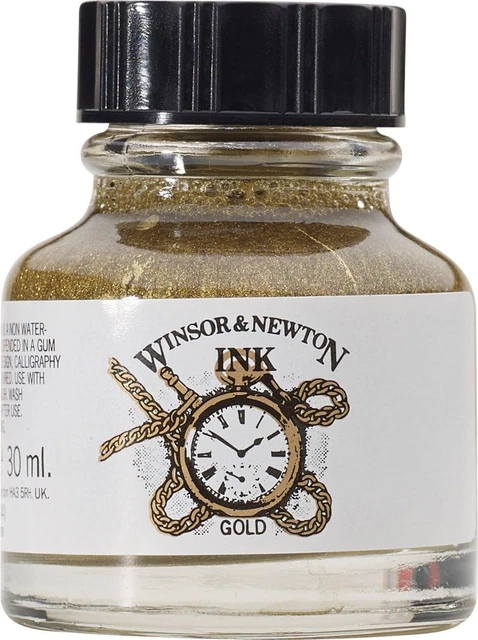 Botella de tinta de dibujo Winsor & Newton 1010283, 30 ml - dorada