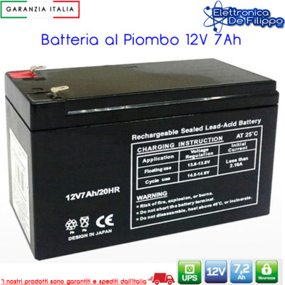 AGM BATTERIA 12V 7A YAMADA ITALIA PIOMBO ALLARMI ELETTRONICA 7,2AH 12v 7a 7.2a PILA 