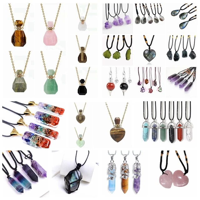 Natural Crystal Pendulum Quartz Stone Pendant Chakra Healing Gemstone Necklace