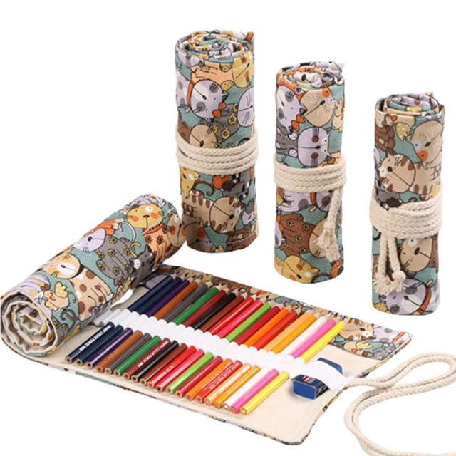 bureau Fournitures de croquis Rideau à stylos Toile Sac à stylos Étui à crayons