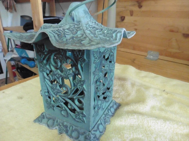 Vintage pagoda lantern lamp aluminum or stainless heavy Lantern door Asian Japan