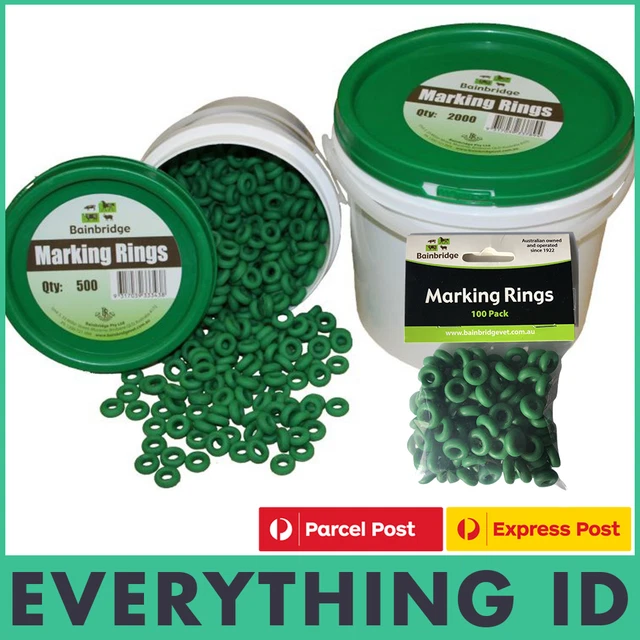 Everything ID Sheep & Lamb Castration Bander Applicator + 100 Green Marking Rings