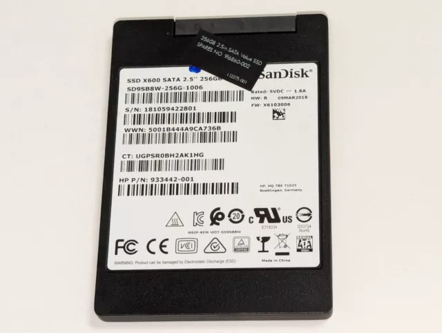 SanDisk 256GB X600 SSD SATA 2.5" Internal Solid State Drive SD9SB8W-256G-1006