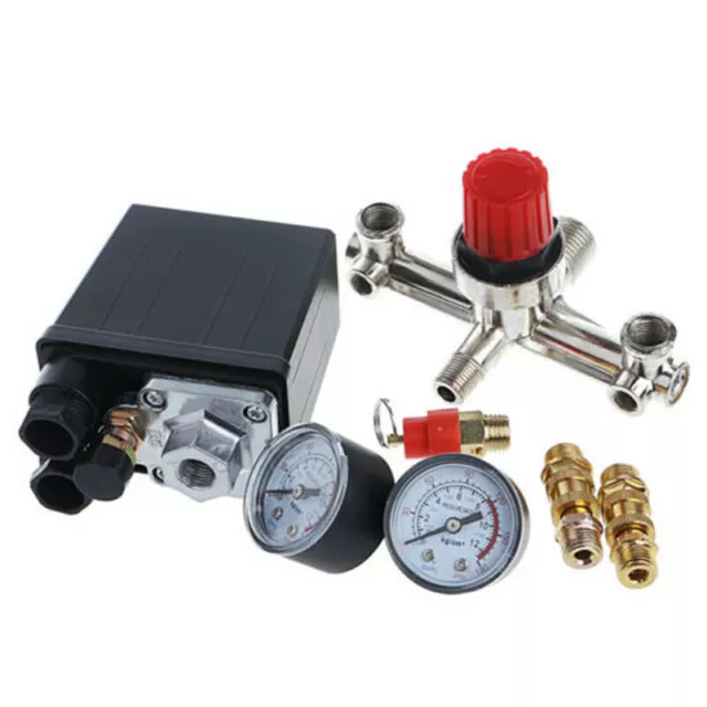 Pump Pressure Air Compressor Control Value Switch+Valve Gauge Set Spare Fittings