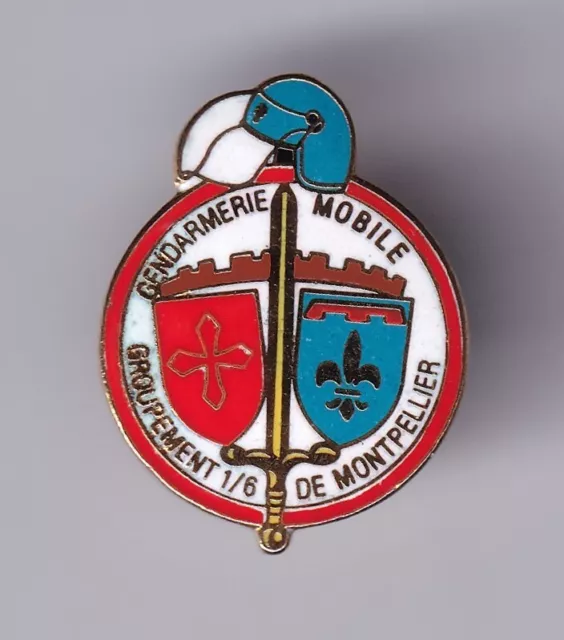 Rare Pins Pin's .. Gendarmerie Nationale Egm 1/6 Epee Blason Montpellier 34 ~Fr