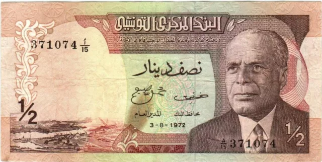 TUNISIA 1/2 Dinar 1972 P-66