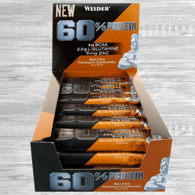 Weider 60% Protein Bar  24 x 45g Eiweiss Riegel  46,19 €/kg auch Mix möglich