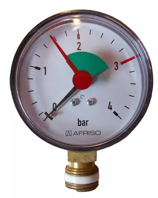 Manometer 3/8" Afriso 4bar Anschluss unten radial Wasser Luft Heizung