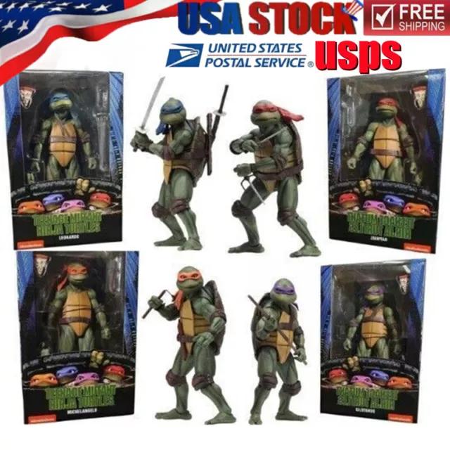 NECA TMNT Teenage Mutant Ninja Turtles 1990 Movie 7" Action Figure Movable Toys