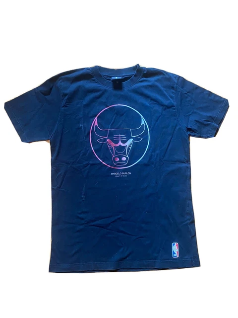 MARCELO BURLON X NBA Chicago Bulls T Shirt. Nera Taglia M Ottime