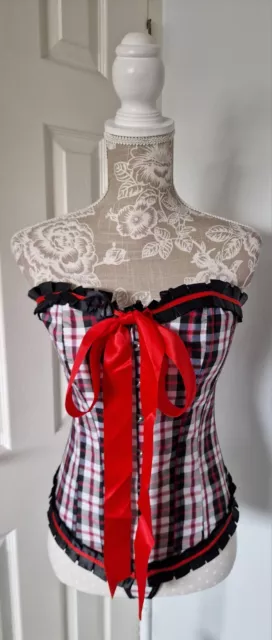 Corsetto bustier bustier rosso tartan moda glamour glamour taglia small + perizoma + slip