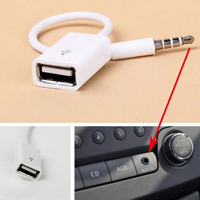 3.5mm male aux audio plug jack to usb 2.0 female converter cord cable car mp HY2