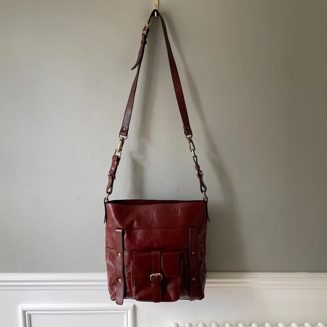 FAT FACE CHESTNUT Brown Leather CAMILLA Satchel Cross Body Bag New