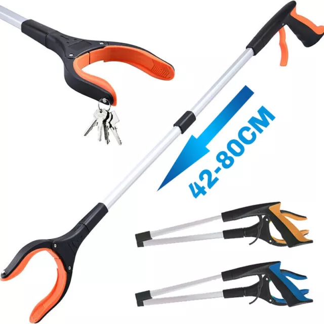 2X 80cm Grabber Reacher Long Reach Litter Pick Up Tool Handheld Magnetic Tip