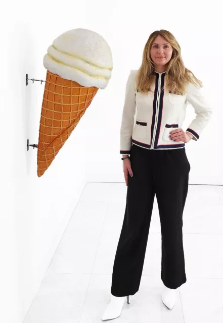 Ice Cream Cone Statue Vanilla Scoop Wall Hanging Waffle Cone 3Ft Indoor Outdoor