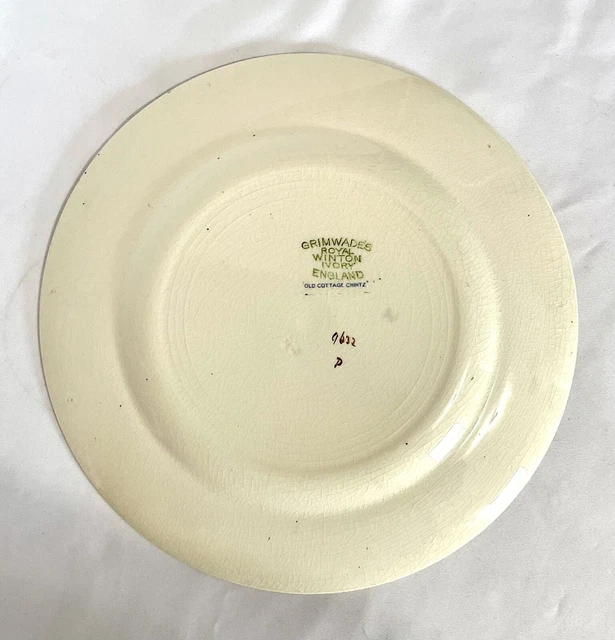 Vtg Pre-1960 Royal Winton Grimwades Ivory Old Cottage Chintz Salad Plate 8" 3