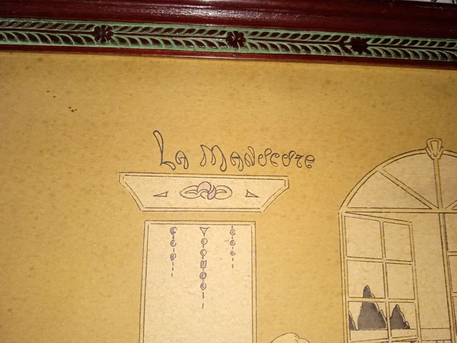 Tableau Ancien Signé Madeleine Grand – Encre Expressionniste Représentant Des écoliers, Encadré, Début XXème