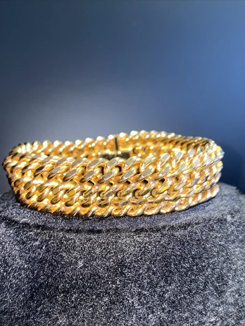 Bracelet Gourmette Vintage Plaqué Or - Maille Anglaise Souple - Occasion Impeccable - Modèle 2377