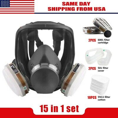 Full Face Gas Mask Facepiece Respirator For Painting Spraying 15 in 1 6800 SET