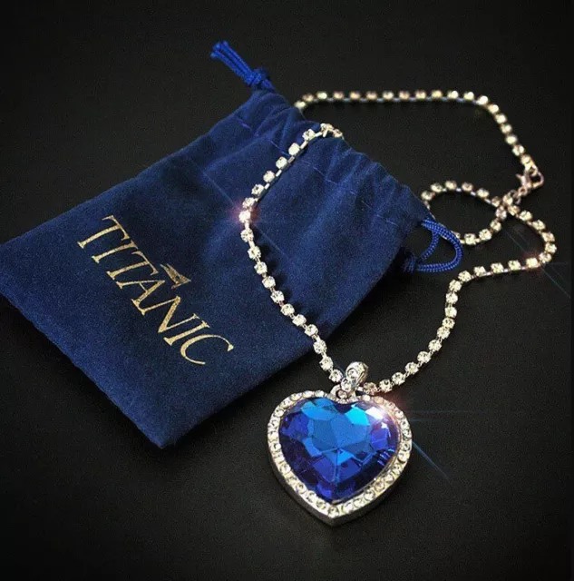 Titanic Heart Of The Ocean Pendant Necklace & Velvet Pouch - A Beautiful Piece