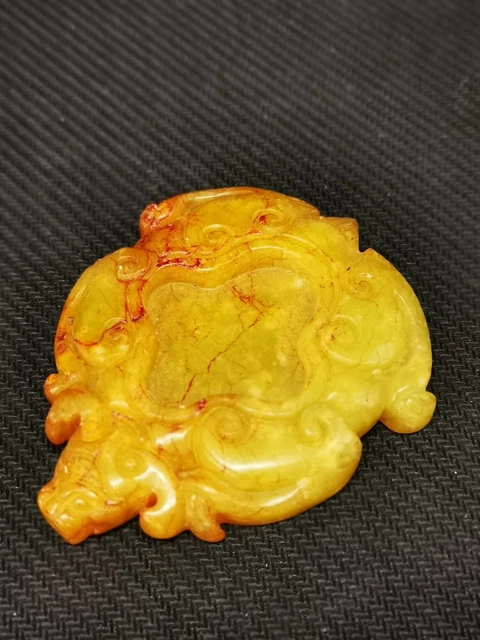 Engaging Artistic Detailed Old Hardjade Hand Carved Inkstone F10