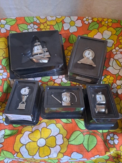 NEUF Lot 5 Pendulette / Horloge Miniature LE TEMPS Métal Divers Modèles ATLAS