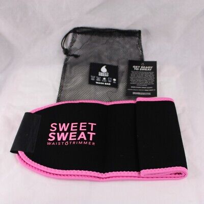 Cortador de cintura de sudor dulce - cinturón de sauna negro/rosa (pequeño) premium para entrenador de cintura