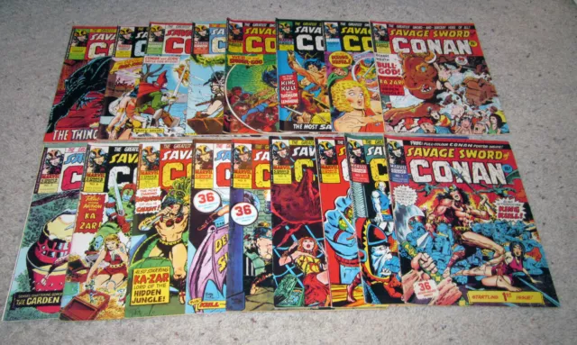 Savage Sword Conan 1 - 18 Fn-VF UK B&W Barry Smith Art LOT Avengers Deadpool