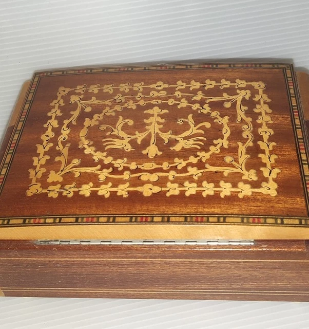 Boîte à Musique Vintage à Bijoux - Décor Colombine En Bois - Mécanisme Fonctionnel