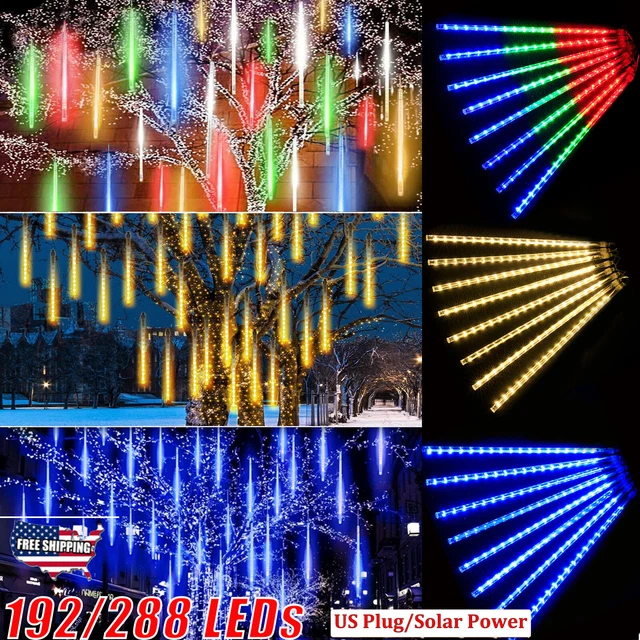 192/288LED Solar Lights Shower Rain Tree String Light Xmas Party Outdoor