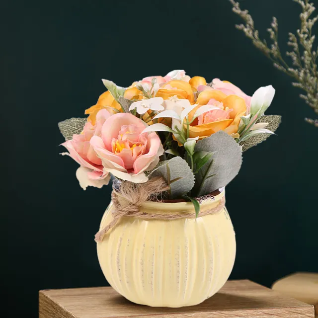 Bonsai Rosa Artificiale Piante In Vaso Simulate Ibisco Ceramica Succulente