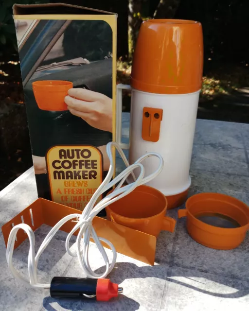 Auto coffee maker - Machine à café cafetière vintage orange pour voiture