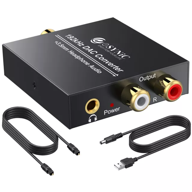 192kHz Digital Optical Coaxial Toslink to Analog Audio Converter Adapter RCA L/R