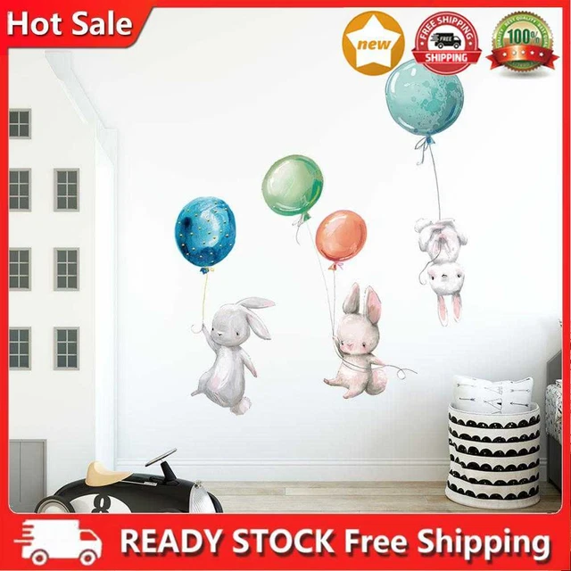 Pegatina de pared con globo de conejos de Pascua hágalo usted mismo papel tapiz calcomanía habitación infantil