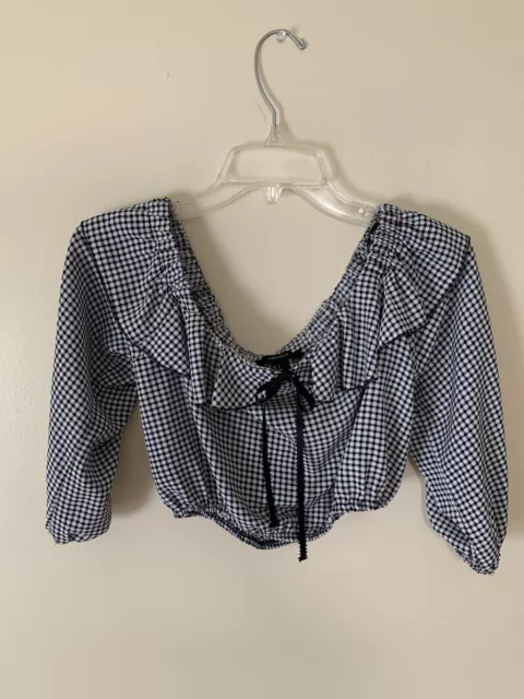 Forever 21 Off-Shoulder Gingham Crop Ruffle Top | Size S - Women’s