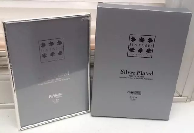 SIXTREES Hand Polished Silver Plated Photo Frame 5" x 7" - NEW & BOXED