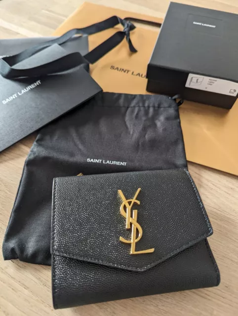 YSL Saint Laurent Geldbörse Uptown Grain De Poudre Prägung Schwarz