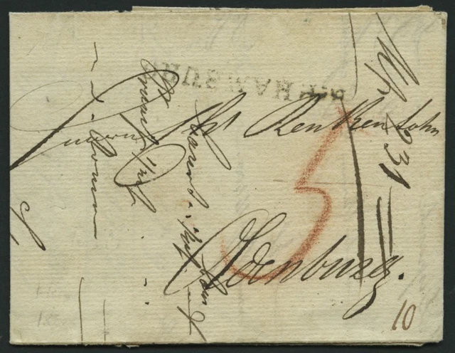 HAMBURG-THURN UND TAXISCHES O.P.A. 1818, R.4. HAMBURG, L1 auf Geschäftsbrief n.