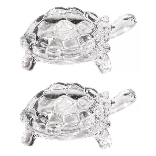 2 pcs Tortoise Glass Decor Crystal Turtle Ornament Crystal Turtle Statue