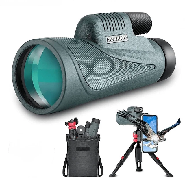 Trípode adaptador de teléfono inteligente telescopio monocular Adasion 12x56 HD ligero