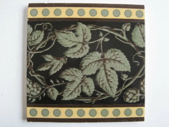 ANTIQUE VICTORIAN MINTONS 8" BORDER WALL TILE c1885 PATT.1669 - HOPS