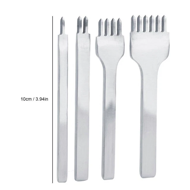 Sourcing Map 4pcs Leather Prong Punch 6mm 1/2/4/6 Prong Diamond Lacing High Carbon Steel Leather Stitching Punch Chisel Hole Punches Punching With 6mm Cutting Mat For Leathercraft Diy - View #7