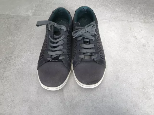 Ted Baker Grey Canvas Leather Trainers Lace