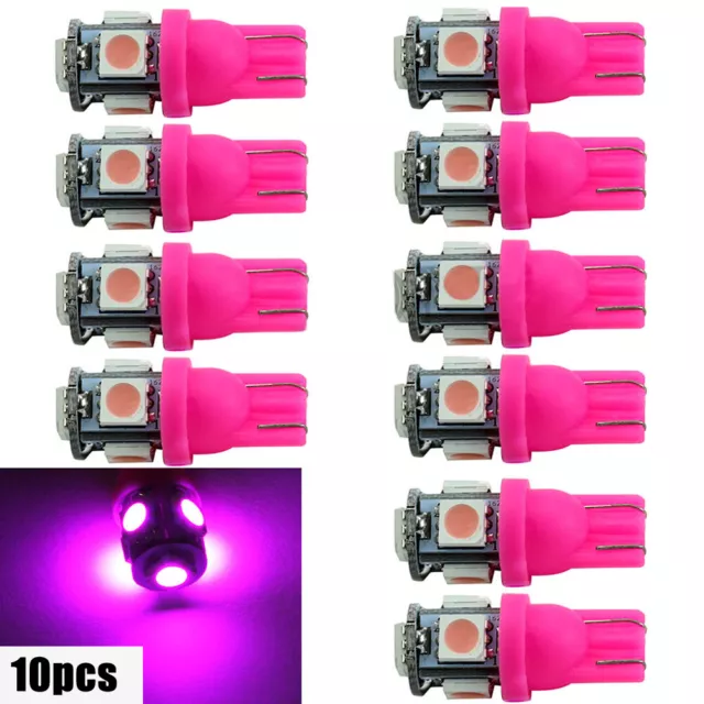 10* T10 194 168 W5W 5050 SMD LED Purple Car Wedge Tail Side Light Lamp Bulb, Kit