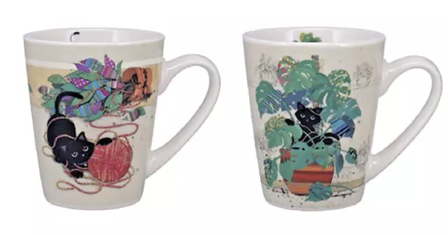 2 Mini Mugs en porcelaine Chaton