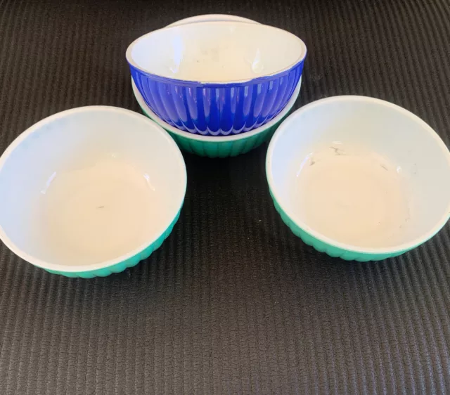 Vintage Hazel Atlas Ribbed Platorite Cereal Bowls set of four  5 Inch Dia