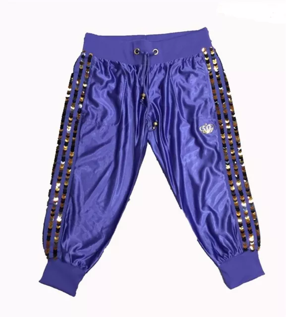 Adidas  Pantalone Bl Sequin Capri P56746 Con Paiett Viola - Taglia 44 -L