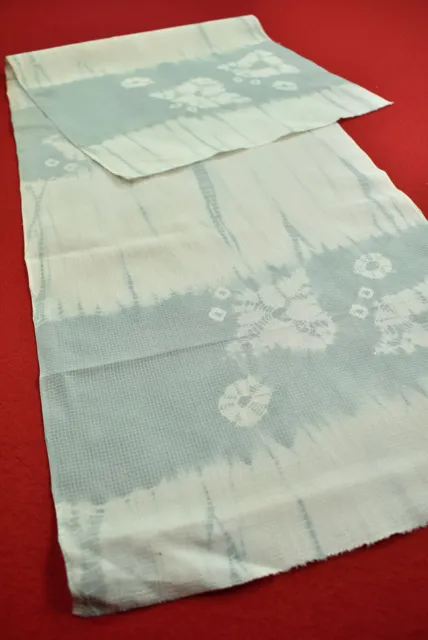 Vintage Japanese Kimono Fabric Silk Antique Boro Kusakizome SHIBORI 44"/MM78/45