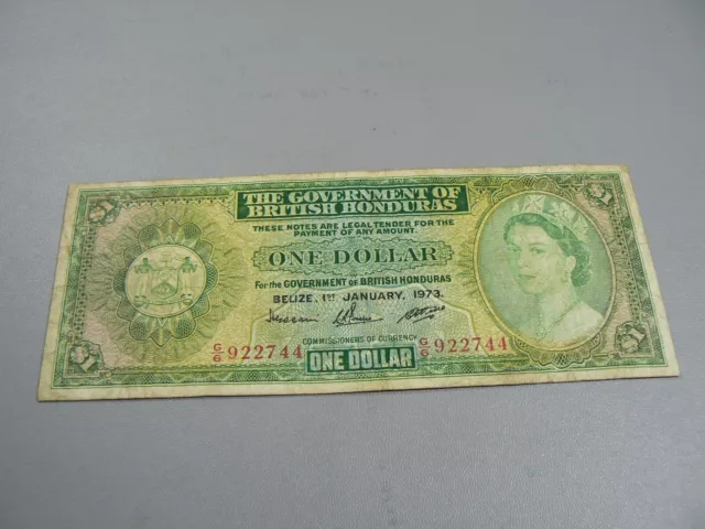 British Honduras One Dollar Banknote P28 1st January 1973 Belize